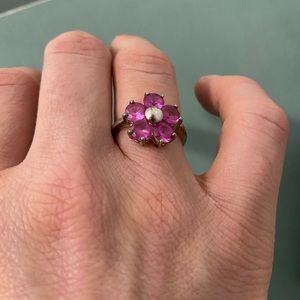 Sterling silver flower ring size 7